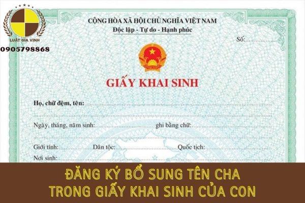 đăng ký bổ sung tên cha trong giấy khai sinh của con